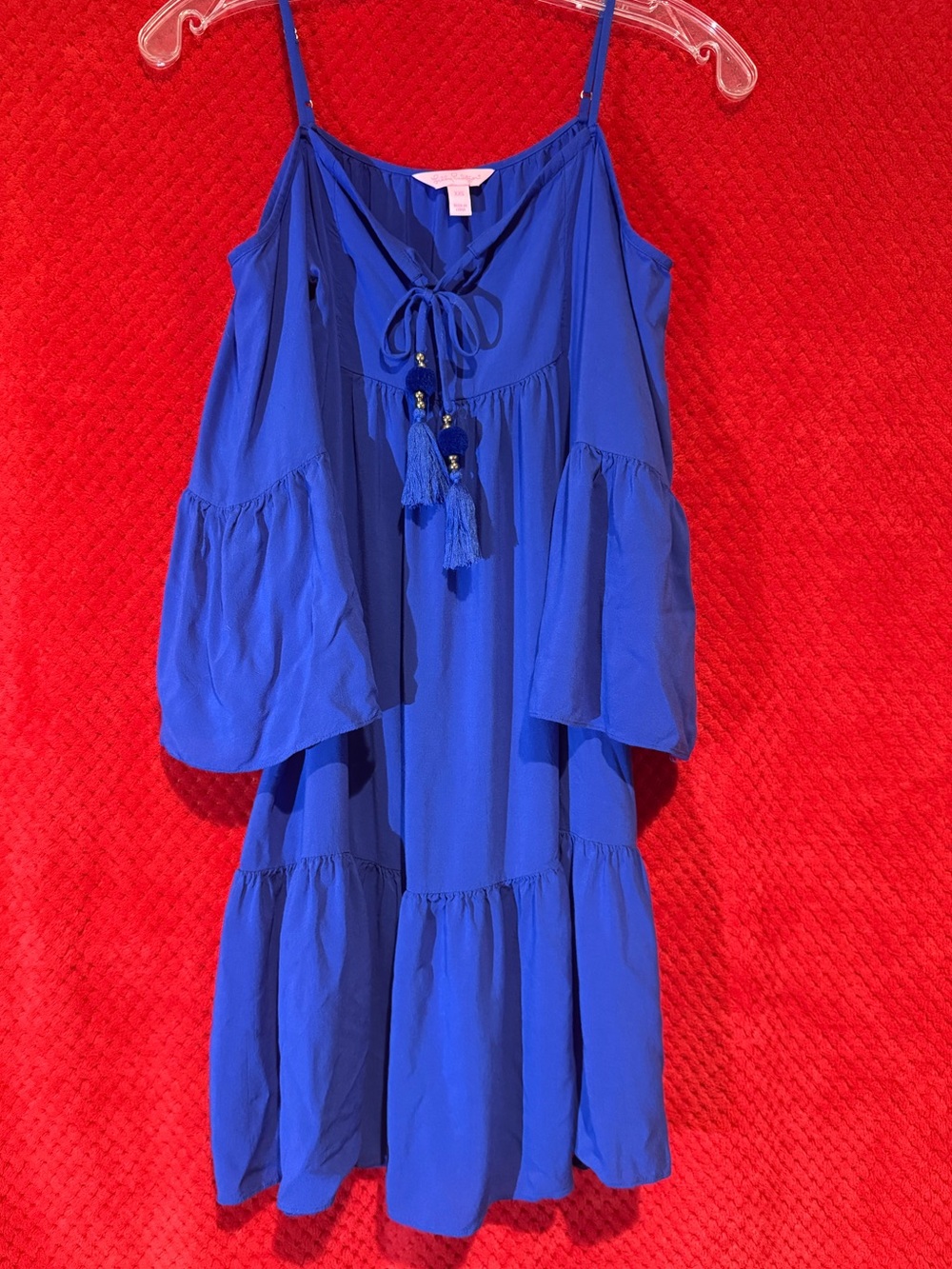 Lilly Pulitzer Royal Blue Cold-Shoulder Tassel Midi Dress